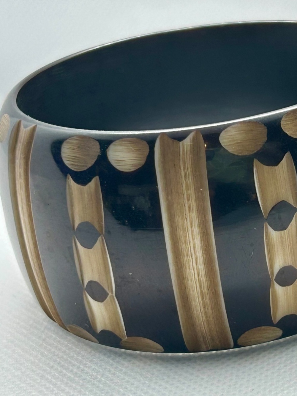 Resin Bangle - Black, Wood Carving Effect
